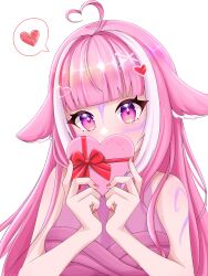 Rule 34 | 1girl, absurdres, ahoge, alternate color, alternate eye color, alternate hair color, animal ears, blush, body markings, breasts, cleavage, hair ornament, heart, heart ahoge, heart hair ornament, highres, indie virtual youtuber, large breasts, long hair, miwapeito, multicolored hair, nail polish, one-piece swimsuit, orca girl, pink eyes, pink hair, pink one-piece swimsuit, red nails, see-through, see-through cleavage, shylily, shylily (3rd costume), solo, streaked hair, swimsuit, valentine, virtual youtuber, white hair, x hair ornament