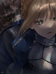 Rule 34 | 1girl, absurdres, armor, armored dress, artoria pendragon (all), artoria pendragon (fate), blonde hair, blue dress, braid, breastplate, commentary request, dated, dress, fate/grand order, fate/stay night, fate/zero, fate (series), from above, gauntlets, green eyes, hair between eyes, hibiya saeki, highres, long dress, looking up, mud, open mouth, parted bangs, rain, saber (fate), sad, short hair, sidelocks, signature, solo, tears