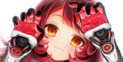 Rule 34 | 1girl, :3, brown hair, claw pose, closed mouth, ena1215, gradient hair, highres, hololive, looking at viewer, looking back, mechanical arms, multicolored hair, red hair, roboco-san, solo, streaked hair, virtual youtuber, yellow eyes