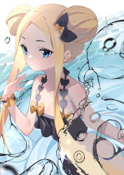 Rule 34 | 1girl, abigail williams (emerald float) (fate), abigail williams (fate), absurdres, bare shoulders, bikini, black bikini, black bow, blonde hair, blue eyes, blush, bow, breasts, collarbone, double bun, emerald float, fate/grand order, fate (series), forehead, frilled bikini, frills, hair bow, hair bun, highres, key, long hair, looking at viewer, miyu10366, multiple hair bows, official alternate costume, orange bow, parted bangs, sidelocks, skirt, small breasts, solo, swimsuit, tentacles, water