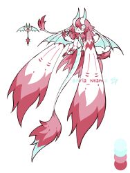 Rule 34 | 1other, androgynous, arianeanco, claws, dragon, dragon horns, dragon tail, dragon wings, highres, horns, kirs, original, pink hair, sword, tail, very long ears, weapon, wings