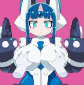 Rule 34 | 1girl, 1other, 20s, android, animated, aqua eyes, blue hair, grabbing another&#039;s breast, breast massage, breasts, disembodied hand, disembodied hand, disgaea, expressionless, female focus, forehead jewel, grabbing, heart, helmet, japanese text, joints, large breasts, looking at viewer, looping animation, makai senki disgaea 6, mecha girl (disgaea), outstretched arms, pink background, resized, robot joints, short hair, sidelocks, simple background, solo focus, spread arms, standing, staring, upper body, upscaled, video, video, zankuro