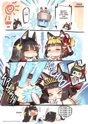 Rule 34 | &gt; &lt;, 2girls, 4koma, :&lt;, :d, = =, ^^^, animal ears, azur lane, black hair, blush, chibi, closed eyes, comic, crying, detached sleeves, drink, drinking, drinking straw, english text, flying sweatdrops, fox ears, hair ornament, headpiece, highres, hm (hmongt), long hair, long sleeves, multiple girls, mutsu (azur lane), nagato (azur lane), nose blush, open mouth, parted lips, short hair, smile, sneezing, snot, sparkle, streaming tears, sun symbol, sweat, tassel, tears, triangle mouth, very long hair, watermark, web address, wide sleeves
