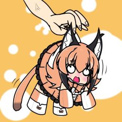 Rule 34 | animal costume, animal ears, bow, bowtie, caracal (kemono friends), kemono friends, kemono friends v project, microphone, skirt, virtual youtuber