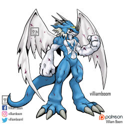 Rule 34 | digimon, digimon (creature), dragon, highres, original, simple background, solo, white background, wings, xv-mon