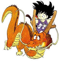Rule 34 | 1boy, :o, animal, black eyes, black hair, collarbone, commentary, dougi, dragon, dragon ball, dragon ball (classic), dragon riding, english commentary, expressionless, fingernails, floating hair, flying, full body, grabbing, highres, horn grab, horns, looking afar, looking away, male focus, messy hair, monkey tail, ruyi jingu bang, official art, open mouth, red eyes, riding, sharp teeth, simple background, son goku, spiked hair, standing, tail, teeth, toriyama akira, whiskers, white background