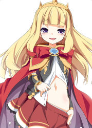 Rule 34 | 10s, 1girl, blonde hair, cagliostro (granblue fantasy), clothes pull, granblue fantasy, long hair, purple eyes, shirasu youichi, simple background, skirt, skirt pull, solo