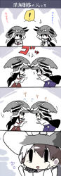Rule 34 | !, &gt; &lt;, 2girls, 4koma, ^^^, abyssal ship, akagi (kancolle), black hair, blush, comic, cosplay, closed eyes, flying sweatdrops, japanese clothes, kaga (kancolle), kantai collection, long hair, multiple girls, muneate, open mouth, personification, sen&#039;yuu yuuji, short hair, side ponytail, skirt, spoken exclamation mark, tears, thighhighs, translation request, wo-class aircraft carrier, wo-class aircraft carrier (cosplay)