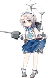 Rule 34 | 1girl, adapted turret, akasaka yuzu, blue neckerchief, blue ribbon, blue sailor collar, blue skirt, buttons, cannon, chain, full body, glasses, gloves, hat, hirato (kancolle), kantai collection, loafers, long sleeves, looking at viewer, machinery, neckerchief, official art, pleated skirt, ribbon, sailor collar, sailor hat, school uniform, serafuku, shoes, short hair, silver hair, silver shoes, skirt, smokestack, solo, standing, thighhighs, transparent background, turret, wavy hair, white gloves, white hat, white thighhighs
