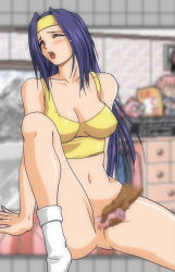 Rule 34 | asahina natsuki, blue hair, blush, censored, super real mahjong