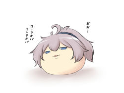 Rule 34 | 10s, ahoge, aoba (kancolle), blue eyes, commentary request, goma (gomasamune), hair ornament, kantai collection, kimeemaru, no humans, open mouth, ponytail, purple hair, silver hair, simple background, sketch, translated, yukkuri shiteitte ne