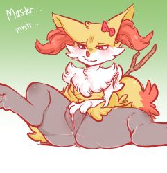 Rule 34 | 1girl, animal ears, animal hands, blush, bow, braixen, creatures (company), english text, feet, female focus, female masturbation, fingering, fox ears, fox tail, full body, furry, furry female, game freak, gen 6 pokemon, glacier clear, gradient background, green background, highres, lip biting, looking down, masturbation, nintendo, pokemon, pokemon (creature), pokemon xy, pussy, red bow, simple background, sitting, solo, spread legs, stick, tail, teeth, text focus, uncensored, white background