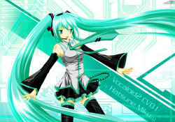 Rule 34 | 1girl, artist request, bare shoulders, detached sleeves, hatsune miku, headphones, long hair, necktie, solo, tagme, twintails, very long hair, vocaloid, vocaloid2