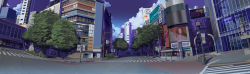Rule 34 | building, city, crosswalk, highres, japan, lamppost, long image, no humans, real world location, scenery, shibuya (tokyo), shibuya 109, sign, tactile paving, teirumon, tokyo (city), traffic light, tree, wide image