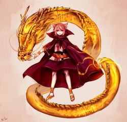 Rule 34 | 1girl, anklet, bad id, bad twitter id, belt, black belt, blonde hair, blouse, bracelet, cape, commentary, dragon, earmuffs, eastern dragon, full body, gold trim, grin, hair between eyes, high collar, highres, jewelry, looking at viewer, parted lips, pointy hair, purple cape, purple skirt, sandals, scabbard, shan, sheath, sheathed, shirt, short hair, skirt, smile, solo, standing, sword, tan background, touhou, toyosatomimi no miko, weapon, yellow eyes, yellow footwear
