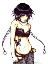Rule 34 | 00s, 1girl, black hair, bleach, bra, get, lingerie, panties, short hair with long locks, solo, sui-feng, tattoo, twintails, underwear, undressing