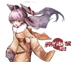Rule 34 | 1girl, air qh, alternate costume, amatsukaze (kancolle), bad id, bad twitter id, fang, hair between eyes, hair ornament, hair tubes, happy new year, highres, holding, japanese clothes, kantai collection, kimono, long hair, long sleeves, looking at viewer, new year, open mouth, rensouhou-kun, silver hair, simple background, smoke, smokestack, standing, two side up, white background, yellow eyes, yukata