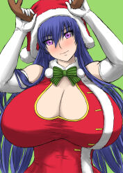 1girl akiyama_rinko breasts christmas huge_breasts long_hair nikozes taimanin_(series) taimanin_yukikaze