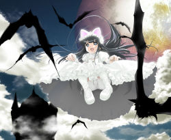 Rule 34 | 00s, 1girl, animal ears, bat (animal), blue eyes, cat ears, cloud, hazuki (tsukuyomi), komame (wanton), moon, solo, tsukuyomi moonphase