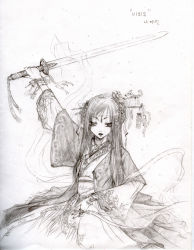 Rule 34 | dancing, highres, japanese clothes, kimono, solo, sword, tagme, weapon