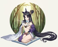 Rule 34 | 1girl, absurdly long hair, absurdres, armor, asymmetrical legwear, asymmetrical sleeves, bamboo, bamboo forest, black hair, blowing, blue eyes, blue panties, breasts, commentary request, cup, fate/grand order, fate (series), forest, hat, highres, japanese armor, kusazuri, long hair, long sleeves, mismatched sleeves, monon, nature, navel, no shoes, panties, parted bangs, pauldrons, pom pom (clothes), ponytail, revealing clothes, seiza, shoulder armor, side ponytail, sitting, small breasts, socks, solo, steam, stomach, tabi, tea, teacup, tokin hat, underwear, uneven legwear, uneven sleeves, ushiwakamaru (fate), very long hair, white socks, wide sleeves