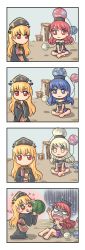 Rule 34 | + +, 2girls, 4koma, :q, baise fenbi xian, barefoot, black dress, black shirt, blonde hair, blue eyes, blue hair, blush, blush stickers, border, chinese clothes, clothes writing, collar, comic, dress, earth (ornament), emphasis lines, expressionless, fang, floating, food, fruit, gameplay mechanics, hat, hecatia lapislazuli, hecatia lapislazuli (earth), hecatia lapislazuli (moon), highres, idea, indian style, junko (touhou), levitation, long hair, long sleeves, looking at another, moon (ornament), multicolored clothes, multicolored skirt, multiple girls, no mouth, off-shoulder shirt, off shoulder, open mouth, red eyes, red hair, ribbon, scared, shaded face, shirt, short sleeves, silent comic, sitting, skirt, sky, smile, sparkle, sparkling eyes, tabard, thinking, tongue, tongue out, touhou, very long hair, watermelon, white chalk lines, wide sleeves, yellow eyes