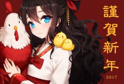 Rule 34 | 1girl, 2017, ango, animal, animal on shoulder, ankkoyom, bad id, bad pixiv id, bird, blue eyes, blush, brown hair, chick, chicken, chinese zodiac, hair between eyes, hair ornament, hanbok, happy new year, heart, highres, holding, japanese clothes, kanzashi, kimono, korean clothes, light smile, long hair, nengajou, new year, on shoulder, original, rooster, solo, translated, upper body, wavy hair, white kimono, year of the rooster