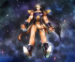 Rule 34 | 1boy, armor, bad id, bad pixiv id, black hair, boots, dragon ball, dragonball z, evil smile, floating, full body, glowing, hano (hanos91), long hair, looking at viewer, looking down, male focus, raditz, scouter, sky, smile, solo, star (sky), star (symbol), starry background, starry sky, tail, very long hair, wristband