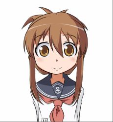 Rule 34 | 10s, 1girl, :d, ^ ^, anchor symbol, animated, animated png, blinking, blush, brown eyes, brown hair, closed eyes, emofuri, folded ponytail, head tilt, huge filesize, inazuma (kancolle), kantai collection, leaning forward, looking at viewer, md5 mismatch, neckerchief, open mouth, resolution mismatch, sailor collar, school uniform, serafuku, seri p tedoku, smile, solo, source larger, ugoira, upper body, white background