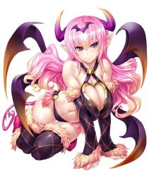 Rule 34 | 1girl, asahi, bikini, black bikini, black thighhighs, breasts, cleavage, cleavage cutout, clothing cutout, demon girl, female focus, frilled bikini, frills, full body, hair between eyes, halterneck, heart, heart cutout, highres, horns, knees together feet apart, large breasts, leaning to the side, leotard, long hair, looking at viewer, mireille (taimanin asagi), pink hair, see-through, shiny skin, simple background, smile, solo, stomach, swimsuit, taimanin (series), taimanin asagi, taimanin asagi kessen arena, thighhighs, very long hair, wavy hair, white background, wings