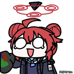 Rule 34 | 1girl, ahoge, animated, animated gif, blue archive, double bun, hair bun, halo, lowres, maki (blue archive), open mouth, seseren, tears, wiping