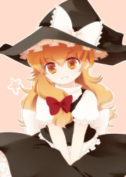 Rule 34 | 1girl, bad id, bad pixiv id, blonde hair, bow, chaba (hortensia), female focus, hat, kirisame marisa, long hair, simple background, skirt, solo, star (symbol), symbol-shaped pupils, touhou, witch, witch hat, yellow eyes