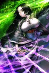 Rule 34 | 1girl, black hair, breasts, green eyes, illusion, large breasts, long hair, s zenith lee, sword, tagme, warrior, weapon