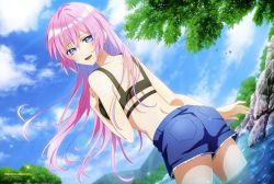 Rule 34 | bikini, kawaii dake ja nai shikimori-san, looking at viewer, pink hair, shikimori (kawaii dake ja nai), shorts, swimsuit, tagme