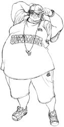 Rule 34 | 1boy, contemporary, fat, hat, jewelry, lineart, male focus, necklace, obese, smile, solo, tanuma yuuichirou