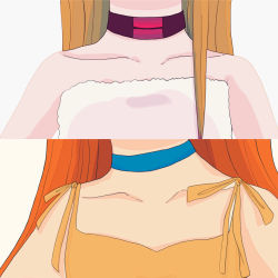Rule 34 | 2girls, bare shoulders, brown hair, clone, dress, evangelion: 3.0+1.0 thrice upon a time, head out of frame, highres, long hair, multiple girls, neck, neckwear request, neon genesis evangelion, orange hair, rebuild of evangelion, souryuu asuka langley, standing, sundress, towel, upper body