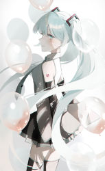 Rule 34 | 1girl, aqua eyes, aqua hair, aqua nails, aqua necktie, black skirt, black thighhighs, blush, closed mouth, collared shirt, commentary request, detached sleeves, from side, hatsune miku, highres, kyuumura, long sleeves, looking at viewer, nail polish, necktie, pleated skirt, shirt, simple background, skirt, sleeves past wrists, smile, solo, tattoo, thighhighs, twintails, vocaloid, white background, zettai ryouiki