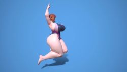 Rule 34 | 1girl, 3d, animated, ass, blue background, blush, boku no hero academia, breasts, brown eyes, brown hair, covered navel, curvy, feet, huge ass, huge breasts, jumping, multiple views, one-piece swimsuit, one eye closed, plump, short hair, sideboob, smile, solo, swimsuit, thick thighs, thighs, turnaround, uraraka ochako, usukeninja, v, video, wide hips, wink