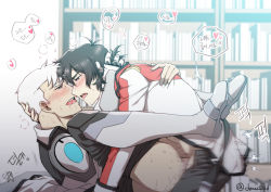 Rule 34 | 2boys, after kiss, anal, black hair, black pants, blush, clothed sex, clothes pull, couple, denachild, eye contact, grabbing, hand on another&#039;s head, hyakujuu-ou golion, keith (voltron), looking at another, lying, male focus, male penetrated, multiple boys, on back, open pants, pants, pants pull, saliva, saliva trail, sex, short hair, sweat, takashi shirogane, tongue, tongue out, twitter username, voltron: legendary defender, voltron (series), white hair, yaoi