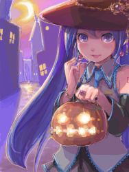 Rule 34 | 1girl, blue eyes, blue hair, halloween, hat, hatsune miku, heus (nuntarou), jack-o&#039;-lantern, matching hair/eyes, nuntarou, pumpkin, solo, tegaki, twintails, vocaloid