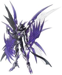 1boy armor digimon digimon_(creature) highres male_focus mask oridigi original ravmon ravmon_burst_mode simple_background solo white_background wings x-antibody