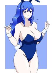 Rule 34 | 1girl, bare shoulders, blue eyes, blue hair, breasts, cleavage, fairy tail, highres, juvia lockser, large breasts, long hair, solo, tagme