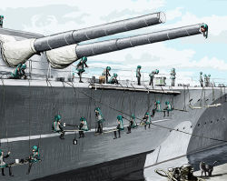 Rule 34 | 6+girls, battleship, bismarck, cat, cloud, day, hatsune miku, military, military vehicle, multiple girls, painting (action), rxjx, ship, vocaloid, warship, watercraft