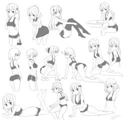 Rule 34 | !?, 6+girls, :d, ass, bare arms, bare legs, bare shoulders, barefoot, blush, bow, bow bra, bow panties, bra, braid, breasts, chinese commentary, closed mouth, clothes pull, collarbone, collared shirt, commentary request, covered collarbone, greyscale, hair between eyes, hair bow, hair ornament, hair over shoulder, hairclip, hand up, hatsunatsu, highres, long hair, low twintails, lying, monochrome, multiple girls, multiple views, navel, no shoes, on stomach, open mouth, original, panties, ponytail, profile, ribbon, shirt, short shorts, shorts, shorts pull, simple background, skirt, sleeveless, sleeveless shirt, small breasts, smile, surprised, thighhighs, twintails, twitter username, underwear, underwear only, v-shaped eyebrows, very long hair, wet, wet clothes, wet shirt, white background, wringing clothes, wringing skirt