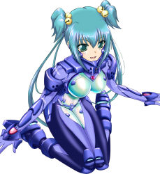 Rule 34 | 1girl, bad id, bad pixiv id, bodysuit, breasts, cleavage, covered erect nipples, cui yifei, green eyes, green hair, highres, matching hair/eyes, medium breasts, muv-luv, muv-luv alternative, muv-luv total eclipse, pilot suit, short twintails, solo, twintails, xanadu