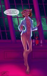 Rule 34 | 1girl, animal ears, breasts, brown hair, captain amelia, cat, cat ears, disney, epictones, highres, lipstick, looking at viewer, makeup, mole, pussy, see-through, shirt, short hair, smile, solo, space, treasure planet