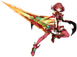 Rule 34 | 1girl, aegis sword (xenoblade), boots, breasts, female focus, fingerless gloves, full body, gloves, headpiece, holding, holding sword, holding weapon, large breasts, matching hair/eyes, nintendo, official art, pyra (xenoblade), red eyes, red hair, saitou masatsugu, short hair, shorts, solo, super smash bros., swept bangs, sword, thigh boots, thighhighs, tiara, transparent background, weapon, xenoblade chronicles (series), xenoblade chronicles 2
