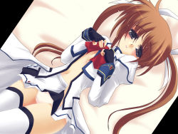 Rule 34 | 00s, 1girl, bow, bow panties, frapowa, highres, lyrical nanoha, mahou shoujo lyrical nanoha, mahou shoujo lyrical nanoha a&#039;s, mahou shoujo lyrical nanoha strikers, miniskirt, no bra, open clothes, open skirt, panties, pink panties, pleated skirt, skirt, solo, takamachi nanoha, takamachi nanoha (aggressor mode), thighhighs, underwear, undressing, wallpaper, white thighhighs