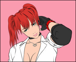 Rule 34 | 1girl, candy, candy cane (rumble roses), collar, elbow pads, fingerless gloves, food, gloves, konami, red hair, rumble roses