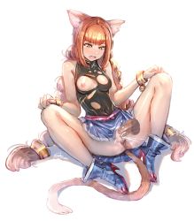 Rule 34 | 1girl, animal ears, anus, ass, bad id, bad pixiv id, belt, blush, boots, bow (bhp), braid, breasts, brown hair, cat ears, cat tail, clothed sex, covered navel, hetero, high heels, long hair, md5 mismatch, nipples, open mouth, original, panties, penis, pussy, sex, sitting, skirt, slit pupils, small breasts, solo focus, spread legs, tail, torn clothes, twin braids, uncensored, underwear, vaginal, very long hair, yellow eyes